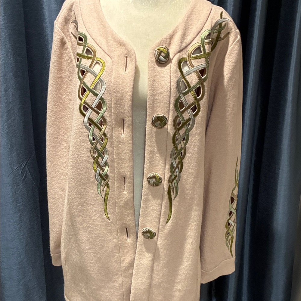 Bob Mackie Wearable Art Embroidered Blazer Jacket Sz L